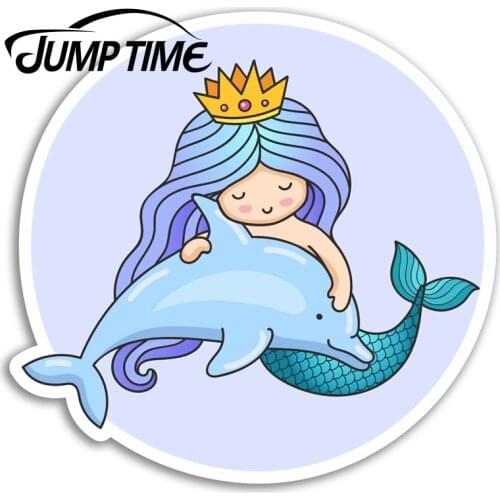Jump Time Purple Mermaid Vinyl Stickers Dolphin Sticker Laptop Luggage Car Assessoires Window Decals Car Wrap DIY