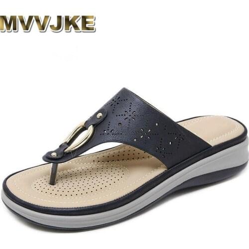 MVVJKE Summer Shoes Woman Sandals Sandalias Mujer 2021 Slides Flip Flops Wedges Shoes For Women Flat Ladies Sandals Plus Size