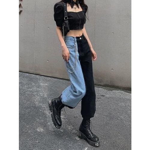 Womens Jeans Woman High Waist Pants Patchwork Baggy Jeans Bananas Womens Pants Jean Women Clothing Undefined Woman Trousers