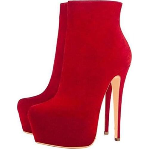 Sexy Super Platform Suede Ankle Boots Spring Celebrity Ladies 16 cm Ultra High Heels Boots Mujer Zapatos Club Bottines Shoes