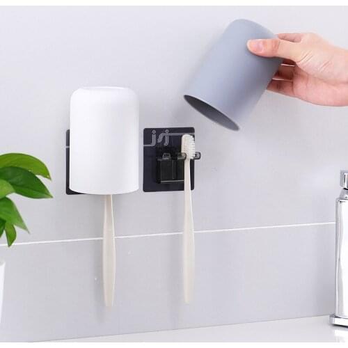 1PC Multicard Slot Toothbrush Holder Inverted Cup Wall-mounted Storage Rack with One Bathroom Tumbler Bathroom Accessories Set