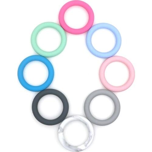 Kovict 10pcs Teething Ring 65mm Silicone Beads Circle with hole Baby Teether Infant Teething Bead For Necklace Accessories Toy