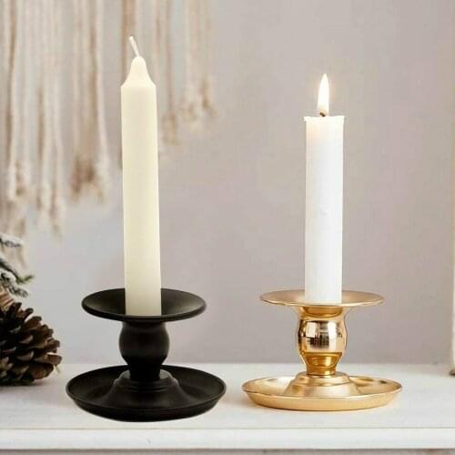2PCS Wrought Iron Candlestick Holders Simple Black Candle Holders Taper Candle Holders for Wedding Dinning Party Decorations