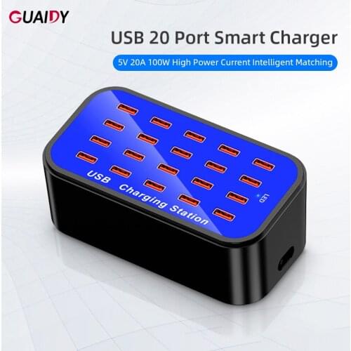 20 USB Ports US Charger Power Adapter Plug Output 5V 20A Quick Charging Compatible For iPhone XS Max Xiaomi Huawei Wall Socket