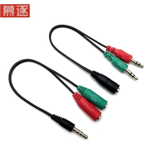 3.5mm stereo audio y-splitter 2-bus 1-male / 1-male 2-bus cable adapter with separate headphone / microphone plug