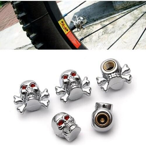 4pcs Skull Covers Motorcycle Tire Valve Cap Decoration Wheel Rim 8mm Caliber Pit Bike Truck Caravan Off Road 4x4 Car Accessories