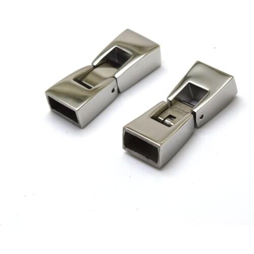 Engrave Logo 5pcs/Lot Hole Size: 8.2*4mm Stainless Steel Clasp Lock Closure DIY Bracelet Jewelry Making Leather Cord Clasps