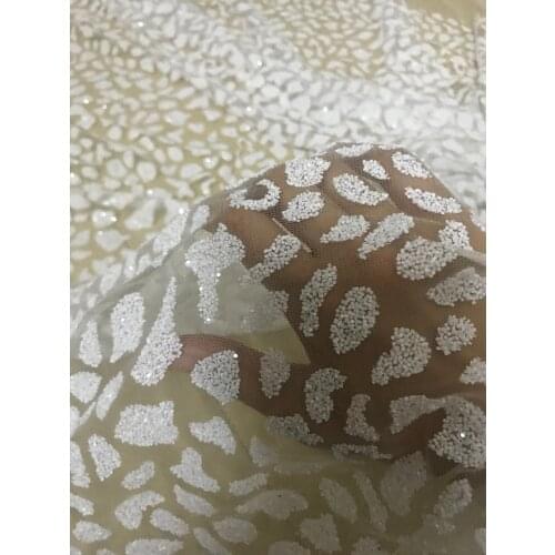 5 yards/lot glitter sequins French lace fabric ZH-633 African tulle tulle embroidery bridal dress