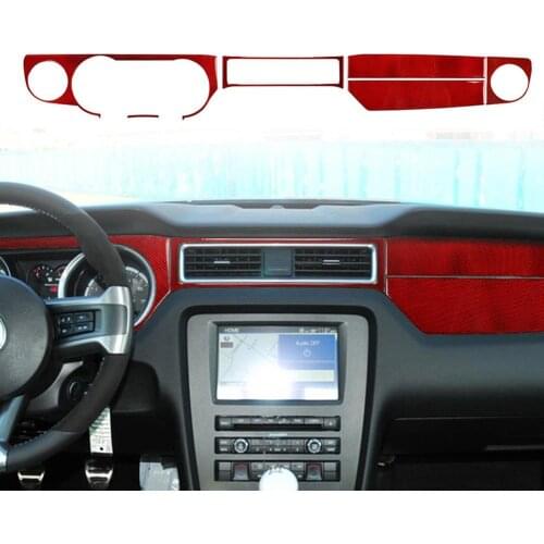 Carbon Fiber 6Pcs Central Control Panel Interior Car Stickers for Ford Mustang 2009-2013 наклейки на авто Interior Stickers
