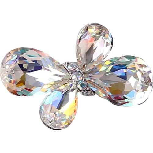 BEADSLAND Alloy Chunky Qute Crystal Butterfly Shape Brooch Scarf Buckle Elegant Fashion Jewelry Woman Gift