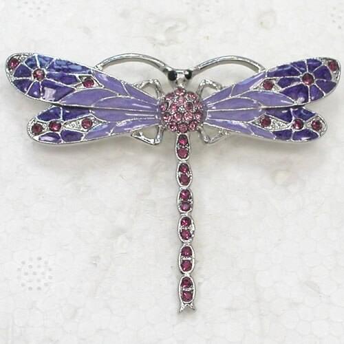 Dragonfly Brooch Purple Rhinestone Enamel Pin brooches C369 D