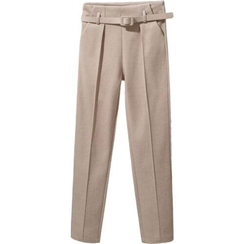 Elegant High Waist Women Pants New Solid Buckle Pockets Harem Pant Harajuku Fitness Office Ladies Trousers Female Trousers Black