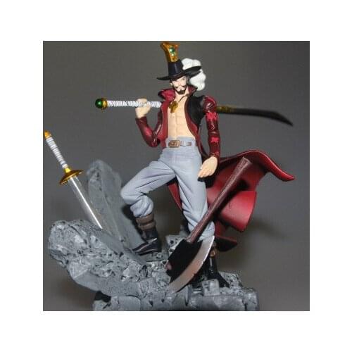 One Piece Dracule Mihawk Model Doll With Sword PVC Anime Collectible Model Toy for Children 15cm
