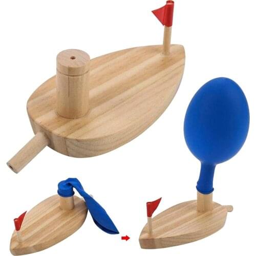 Wood Balloon Boat Floating Water Bath Playing Toys Children Birthday Gift Desk Decor Early Education Funny Toys Kids Party Games