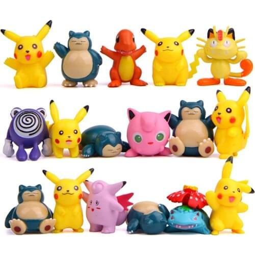 17pcs/lot TAKARA TOMY Pikachu Action Figures Model Toys Cute Venusaur Snorlax Jigglypuff Charmander Figure Children Gifts