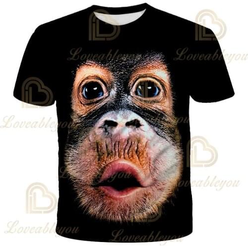 New Summer Monkey T shirt Men Streetwear Round Neck Short Sleeve Tees Tops Funny Animal Pig Male Clothes Casual 3D Print Tshirt