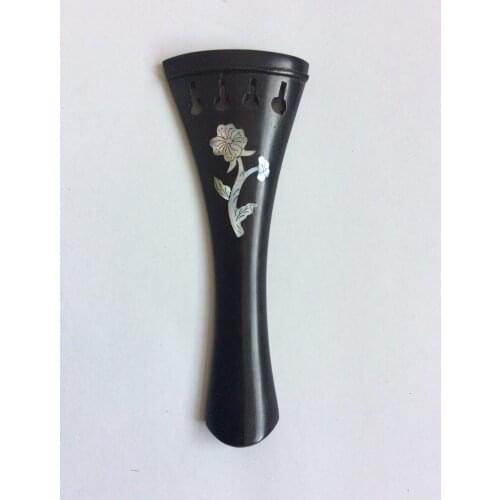 Tail piece -- One pieces of 4/4 size violin ebony tailpiece ,shell flower inlay , violin accessory