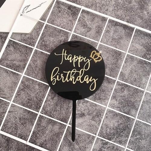 New Acrylic 3D Circle Cake Topper for Birthday Party Cake Decorations Gold Happy Birthday Cupcake Topper Rose Gold Silver