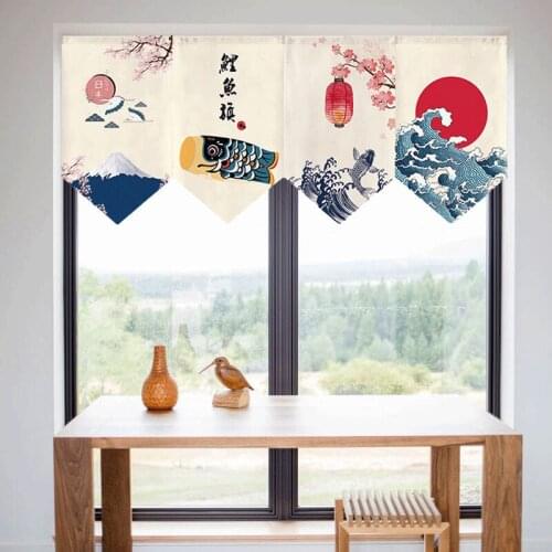 Japanese Style Short Curtain Partition Half Curtain Door Curtain Triangle Flag Curtain Kitchen Bedroom Decorative Curtain