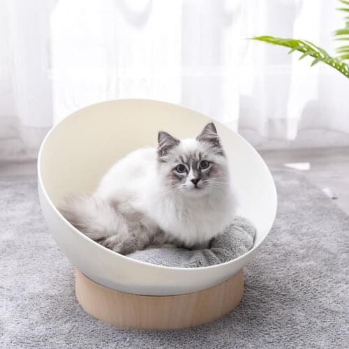 Cat Bed with Washable Velvet Cushion - Enclosed Premium Pet Bed - Modern, Decorative Design