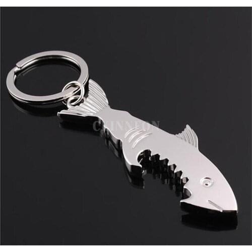 500Pcs/Lot Hot Selling Shark Smooth Bottle Opener Bag Hanging Ornaments Unique Commodity Men Waist Hanging Key Buckle