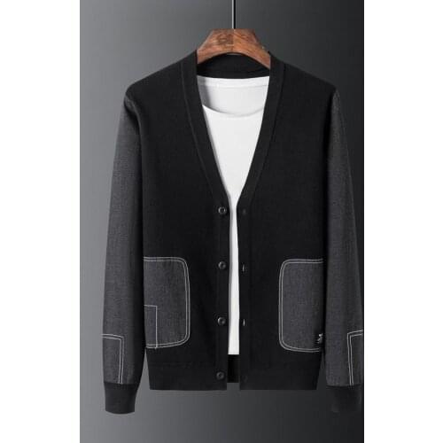 2021 Spring Autumn New Fashion Knitted Long Sleeve Sweater Men Casual Loose V-neck Single-breasted Warm Cardigan Outwear E174