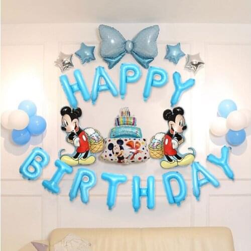 6pcs Disney Mickey Minnie Cake Foil Balloon Set 32inch Number Balloon Pentagram Childrens Birthday Party Decoration Baby Shower