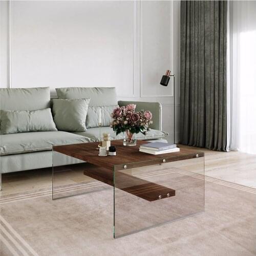 NEOSTİLL-NIAGARA COFFEE TABLE TEMPERED GLASS AND SOLID WOOD Modern and Stylish living room-office-living room