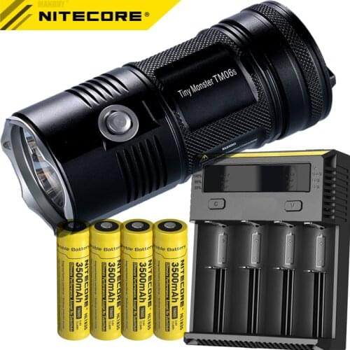 NITECORE TM06S SEARCH FLASHLIGHT CREE XM-L2 U3 LED 4000 Lumens Beam Distance 359M High Light Torch + 4x Battery + New I4 Charger