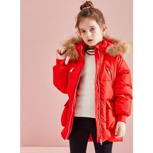 Kids Girls Coats Winter Boy White Duck Down Jackets Childrens Clothing Boys Down Outerwear Fashion Thickened Fur Collar Parkas