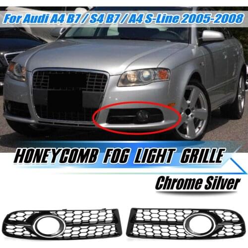 A Pair Car Front Bumper Fog Light Grille Fog Lamp Grill Honeycomb For Audi A4 B7 S4 B7 A4 S-Line 2005-2008 8E0807681F 8E0807682F