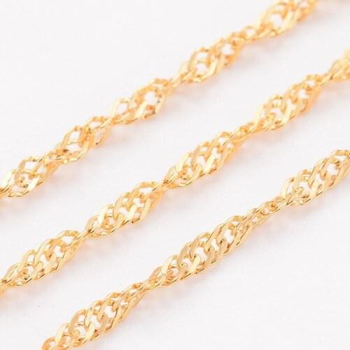 10m/roll Stainless Steel Singapore Chains Soldered Golden 2mm For Jewelry Bracelet Neckalce DIY Making Accessories