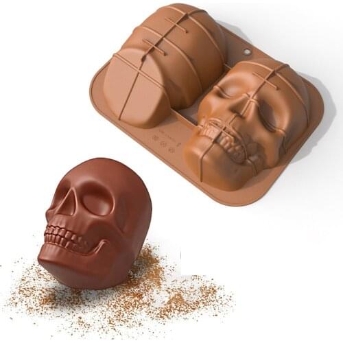 Halloween 3D Skeleton Head Shape Silicone Mold Skull DIY Chocolate Party Baking Mould Cake Decoration Tool Cake Pan Bakeware