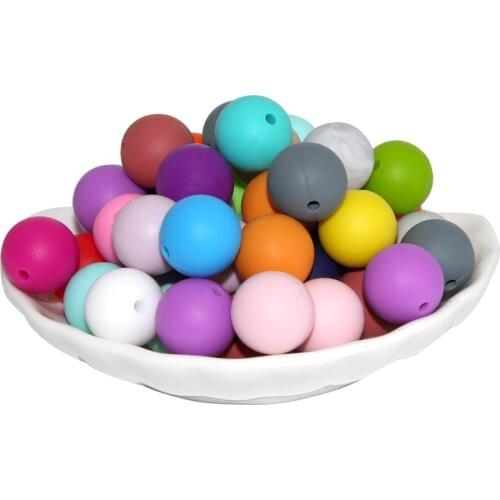 Cute-idea 12mm baby products Silicone Beads BPA Free 20pc Sensory accessories Jewelry pacifier chain teething chewing for Infant