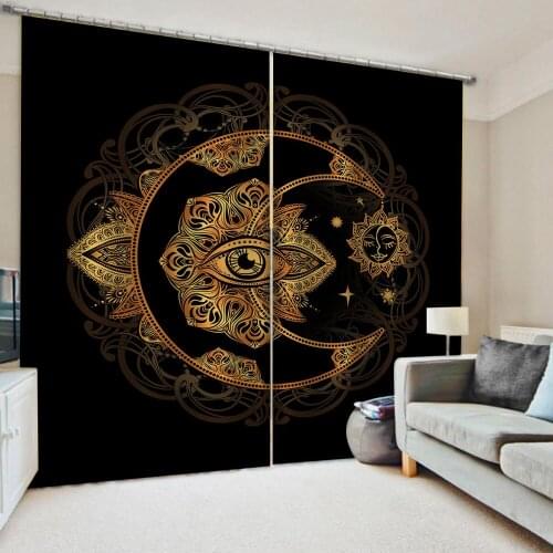 Modern Home Decoration Blackout 3D Curtain stereoscopic lifelike black curtains cartoon moon curtain