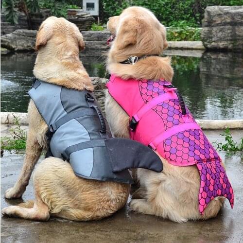 Funny Pet Dog Life Vest Jacket Cosplay Shark Golden Retriever Dog Swimwear Big Dog Safety Jacket Vest Swimsuit Preserver