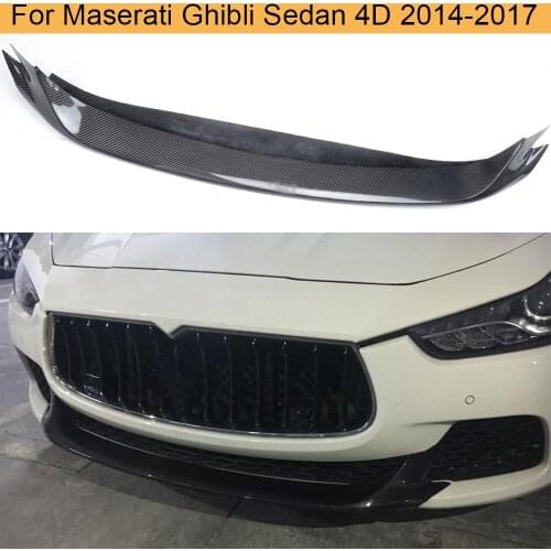 Carbon Fiber Front Bumper Lip Spoiler for Maserati Ghibli S Q4 Sedan 4 Door 2014-2017 Car Front Lip Spoiler Splitters FRP Black