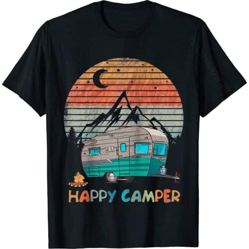 Vintage Camp TShirt Happy Camping Lover Camp Vacation Tee Raglan Baseball Tee Popular T Shirt Cotton Man Tees