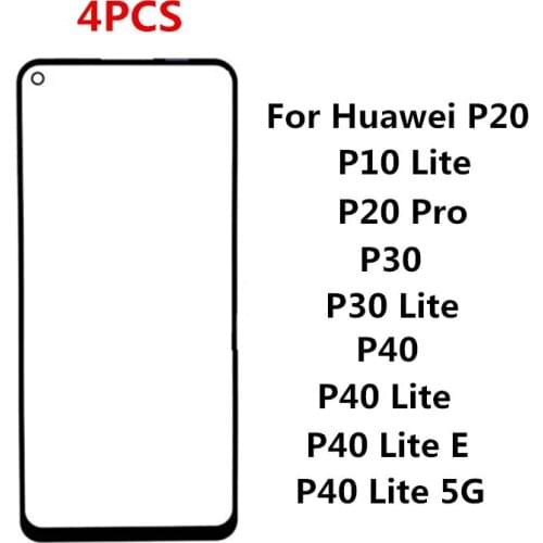 4PCS/Lot Outer Screen For Huawei P10 Lite P20 Pro P30 P40 Lite E 5G Touch Panel LCD Display Front Glass Repair Replace Parts