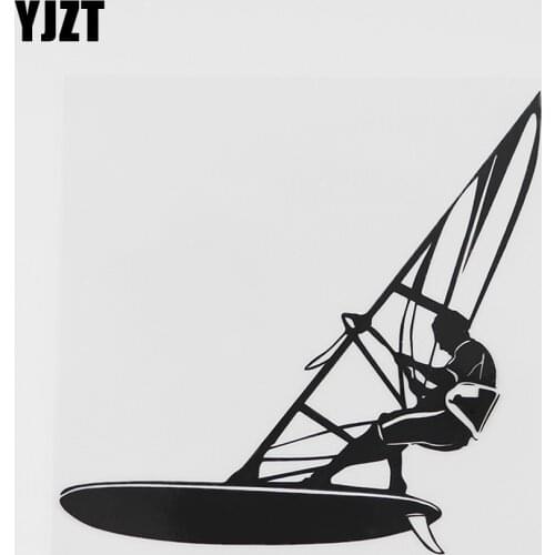 YJZT 14.5CMX13.1CM Cool Windsurfing Extreme Sports Water Decal Vinyl Car Sticker Black/Silver 8A-0750