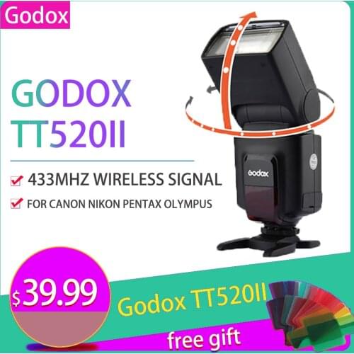 Godox TT520 II Flash TT520II with Build-in 433MHz Wireless Signal + Flash Trigger for Canon Nikon Pentax Olympus DSLR Cameras