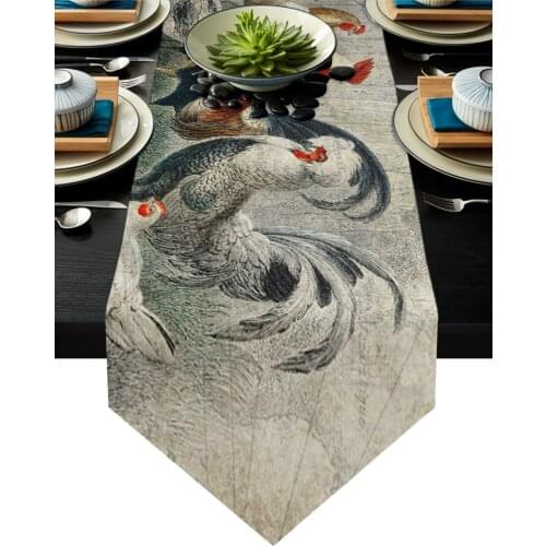 Farm Rooster Chicken Retro Table Runners Placemat Coasters For Home Wedding Festival Party Hotel Kitchen Table Decoration