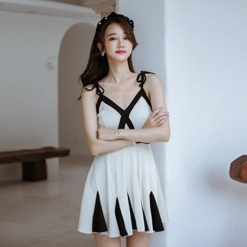 Womens Swimwear Fused Swimsuit Female Rash Guard Monokini Swim Suit Women Push Up Bikini Korean Covering Skirt Sexy Fairy Fan