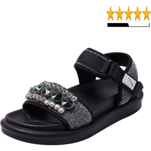 Women 2021 Summer Crystal Rome Platform Sandals Fashion Street Rhinestones Open Toe Casual Shoes Beach Sandalias Mujer