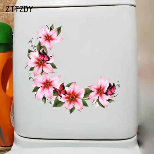 ZTTZDY 23.6CM×22.8CM Clematis Ring Fashion Bathroom Toilet Stickers Home Wall Decoration T2-0772
