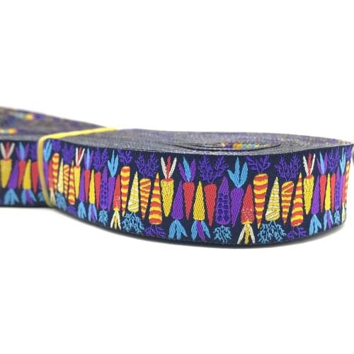 10 Meters 7/8'' 22mm Carrots Raddish Pattern Dog Collar Woven Jacquard Ribbon Wholesale