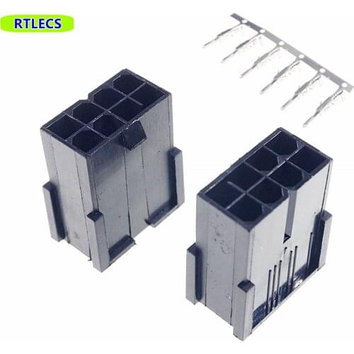 100pcs 5559 4.20mm 8 P 8 PIN Plug Housing Mini-Fit PC computer Video graphics card GPU PCI-E PCIe Power Connector +Male Terminal