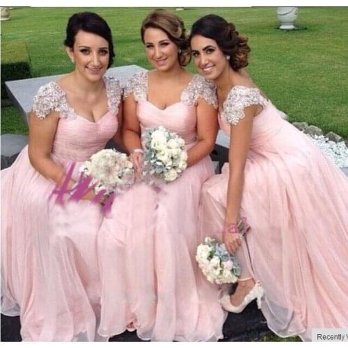 2018 lace Wedding Bridesmaid Dresses Ever Pretty Fashion Women Flower Shoulder Chiffon Padded Long Bridesmaid Dress Plus size