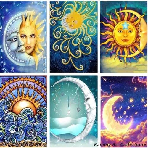 5D Diy Diamond Painting Fantasy Sun and Moon Full Square/round Drill Embroidery Cross Stitch Abstract Mosaic Pictures Home Decor