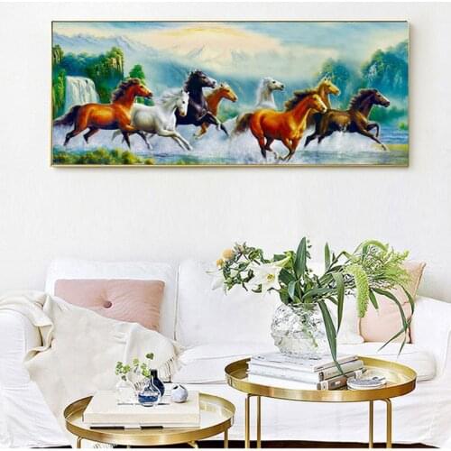 Diamond Embroidery Mosaic Painting Cross Stitch Full 8 Running Horses Achieve Immediate Success DIY 5D/3D Sale Decoration Gift